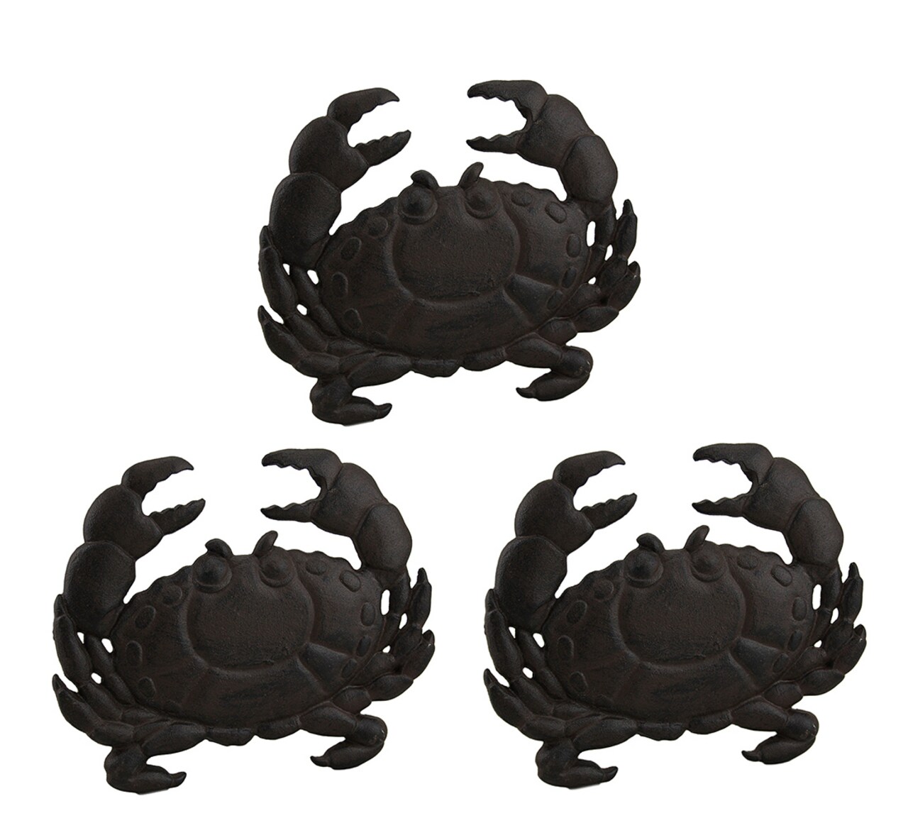 Set of 3 Cast Iron Crab Rustic Brown Stepping Stones